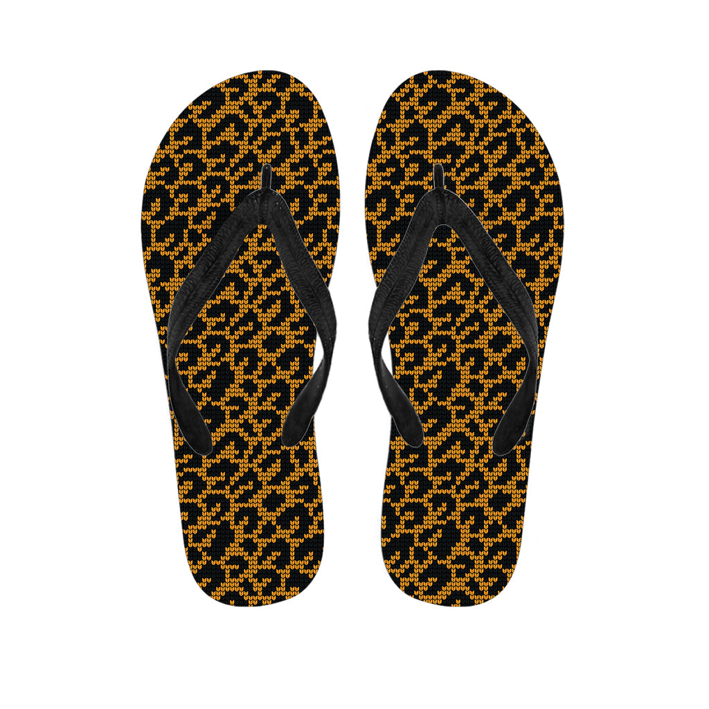 Wild Leopard Knitted Pattern Print Flip Flops
