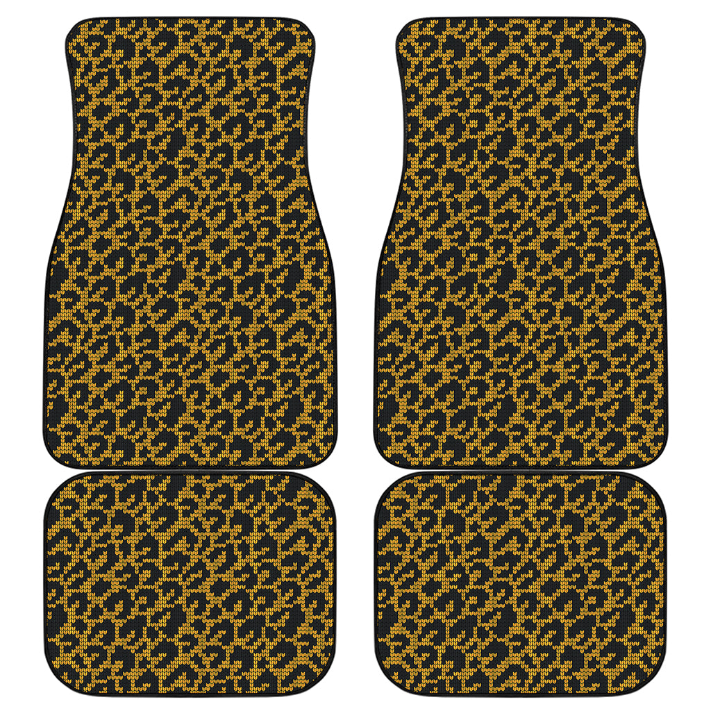 Wild Leopard Knitted Pattern Print Front and Back Car Floor Mats