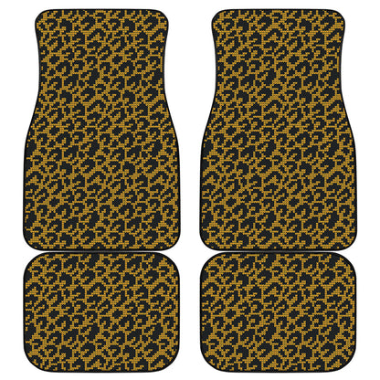 Wild Leopard Knitted Pattern Print Front and Back Car Floor Mats