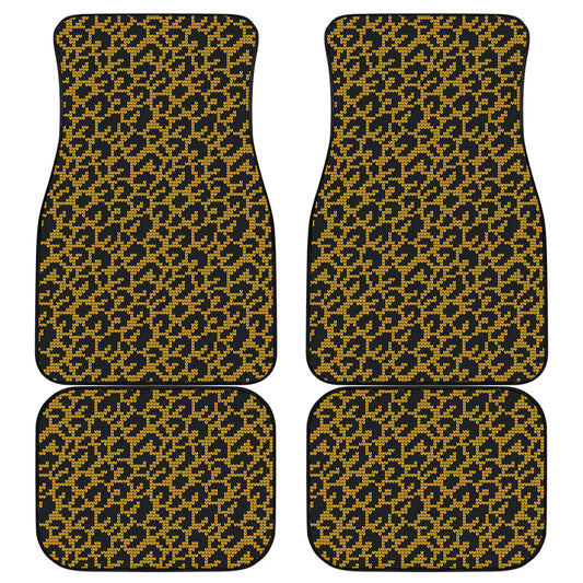 Wild Leopard Knitted Pattern Print Front and Back Car Floor Mats