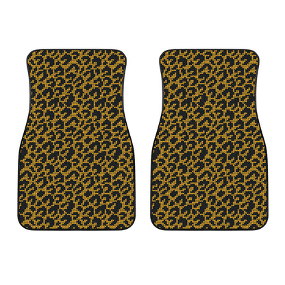 Wild Leopard Knitted Pattern Print Front Car Floor Mats