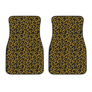 Wild Leopard Knitted Pattern Print Front Car Floor Mats