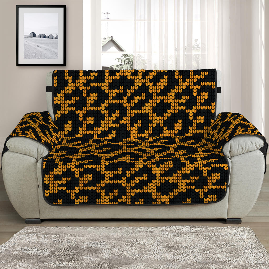 Wild Leopard Knitted Pattern Print Half Sofa Protector