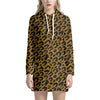 Wild Leopard Knitted Pattern Print Hoodie Dress