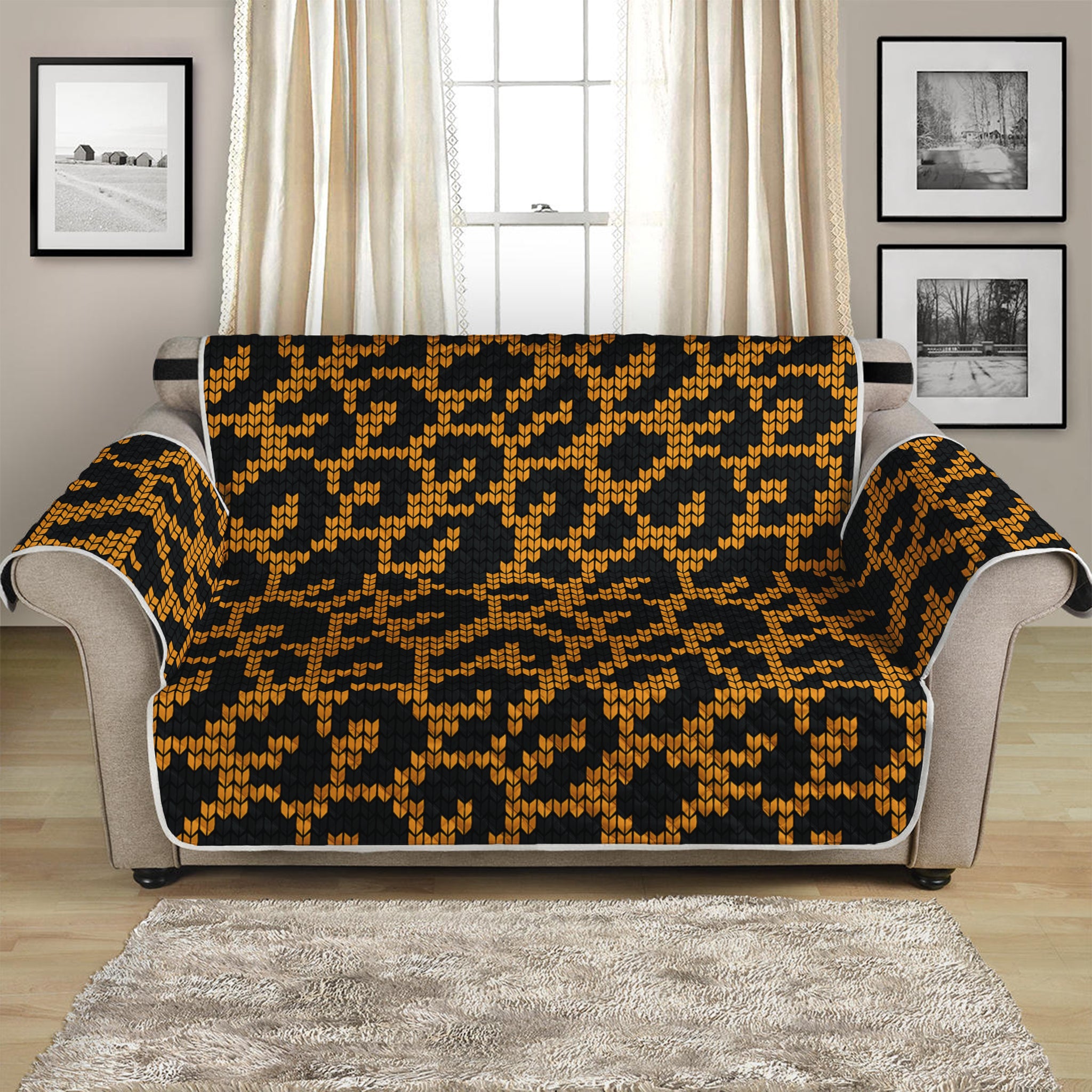 Wild Leopard Knitted Pattern Print Loveseat Protector