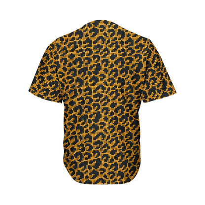 Wild Leopard Knitted Pattern Print Men's Baseball Jersey