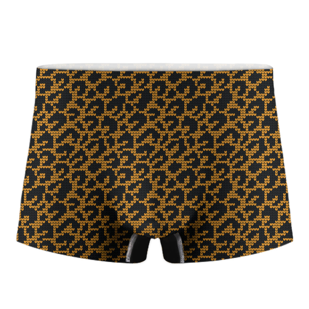 Wild Leopard Knitted Pattern Print Men's Boxer Briefs