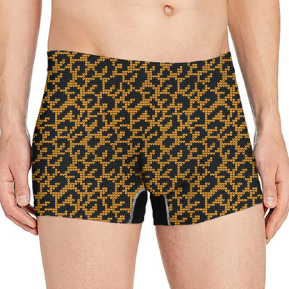 Wild Leopard Knitted Pattern Print Men's Boxer Briefs