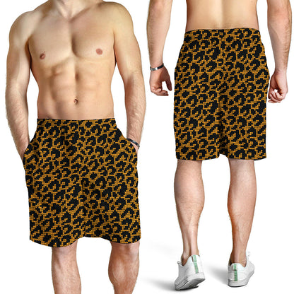 Wild Leopard Knitted Pattern Print Men's Shorts