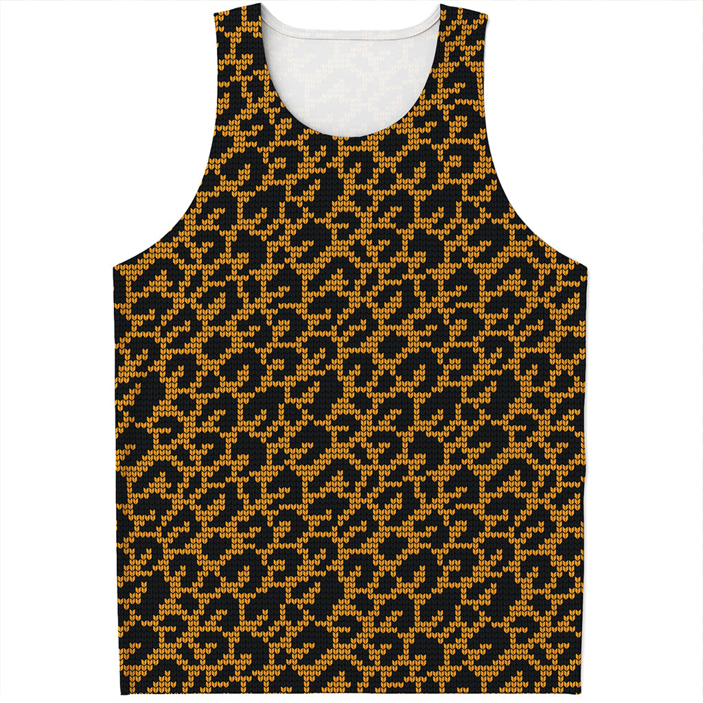 Wild Leopard Knitted Pattern Print Men's Tank Top