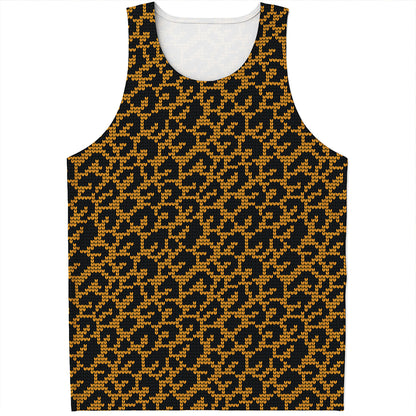 Wild Leopard Knitted Pattern Print Men's Tank Top