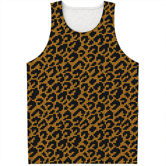 Wild Leopard Knitted Pattern Print Men's Tank Top