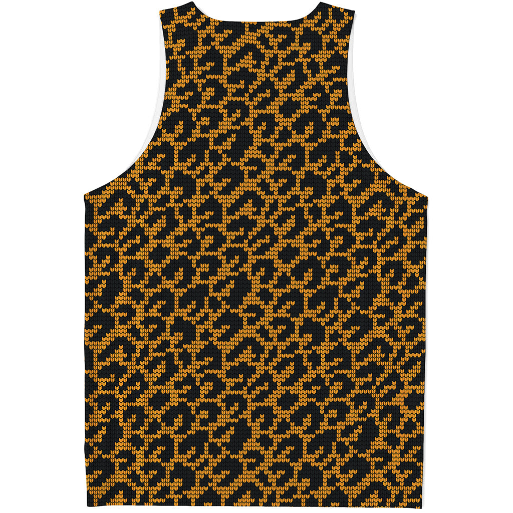 Wild Leopard Knitted Pattern Print Men's Tank Top