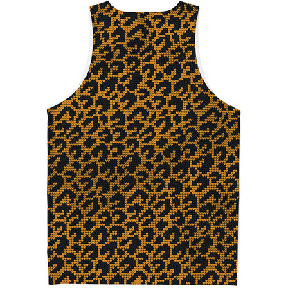 Wild Leopard Knitted Pattern Print Men's Tank Top