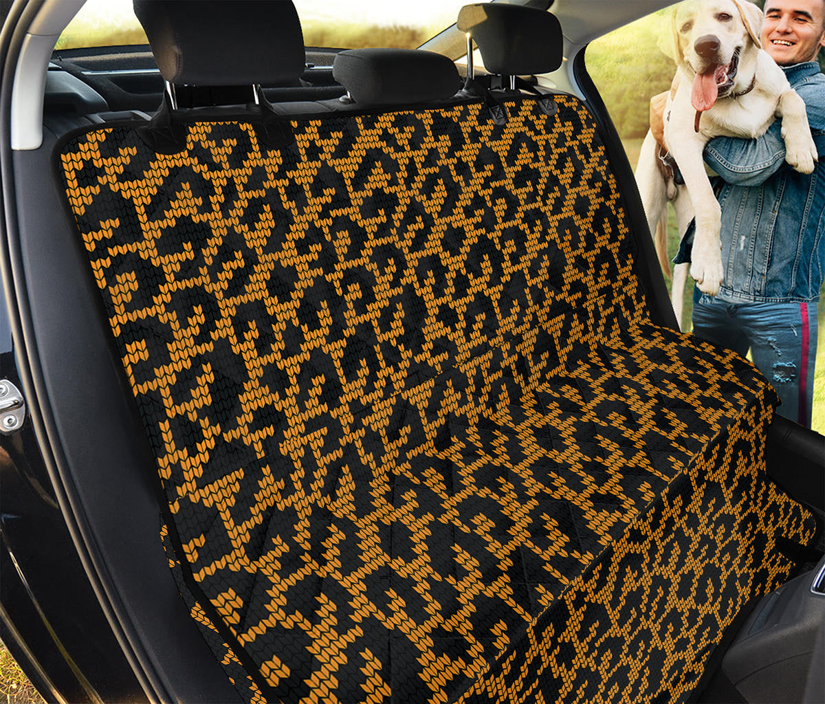 Wild Leopard Knitted Pattern Print Pet Car Back Seat Cover