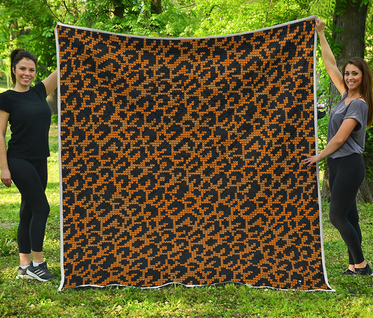 Wild Leopard Knitted Pattern Print Quilt
