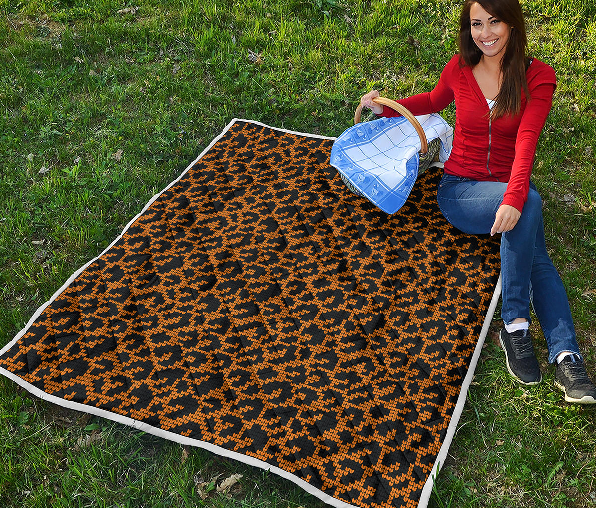 Wild Leopard Knitted Pattern Print Quilt