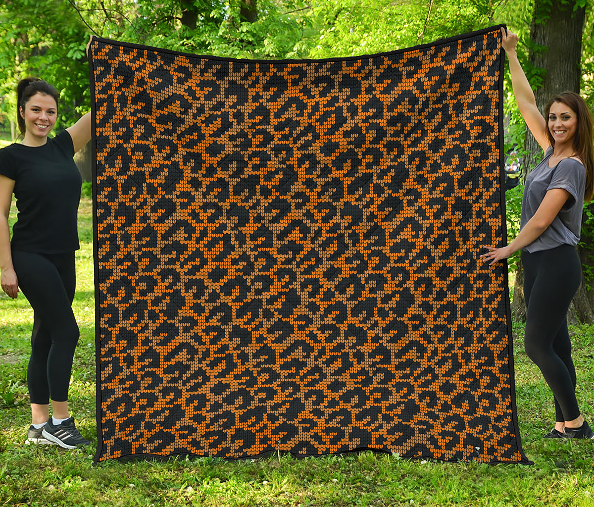 Wild Leopard Knitted Pattern Print Quilt
