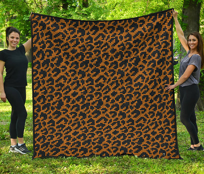 Wild Leopard Knitted Pattern Print Quilt