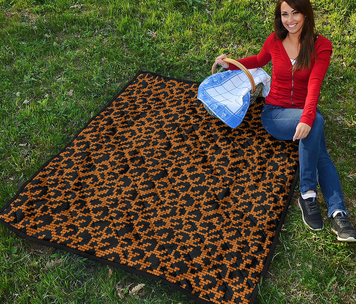 Wild Leopard Knitted Pattern Print Quilt
