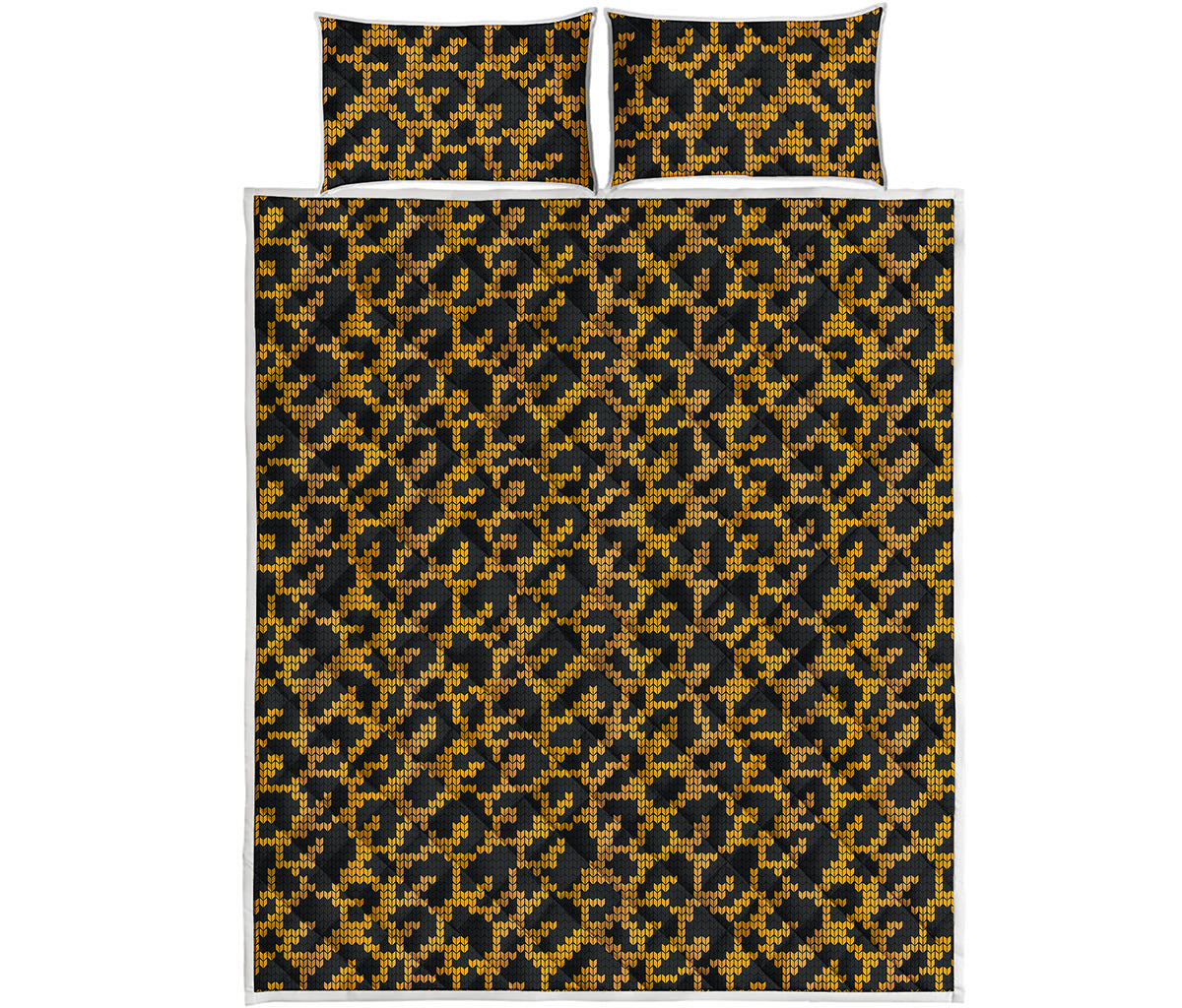 Wild Leopard Knitted Pattern Print Quilt Bed Set