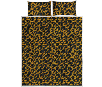 Wild Leopard Knitted Pattern Print Quilt Bed Set