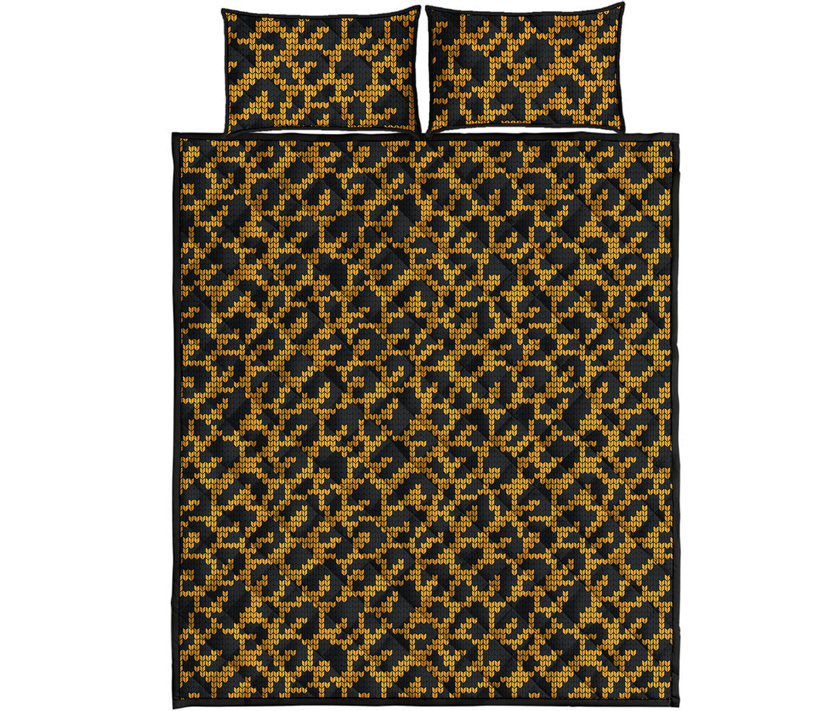 Wild Leopard Knitted Pattern Print Quilt Bed Set