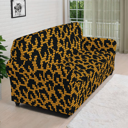 Wild Leopard Knitted Pattern Print Sofa Cover