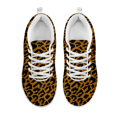 Wild Leopard Knitted Pattern Print White Sneakers