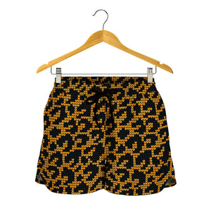 Wild Leopard Knitted Pattern Print Women's Shorts