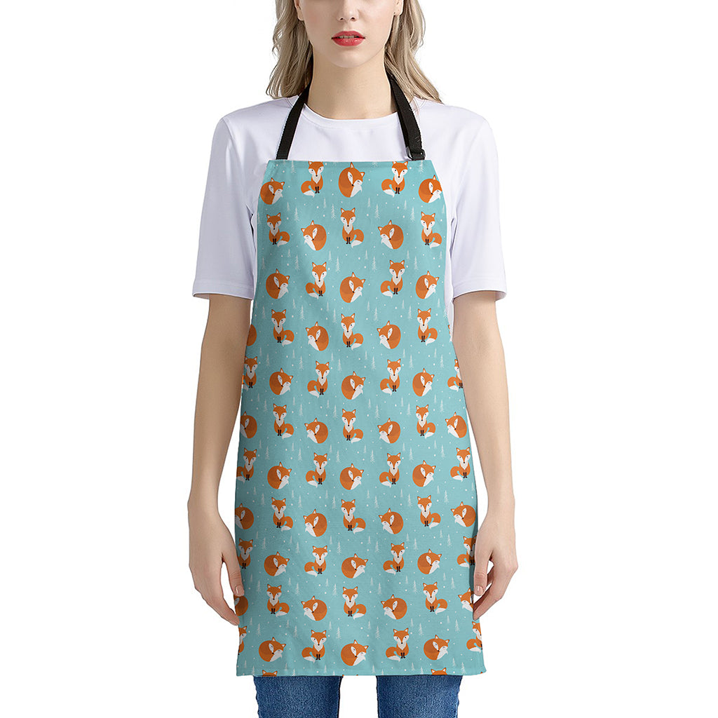 Winter Fox Pattern Print Apron