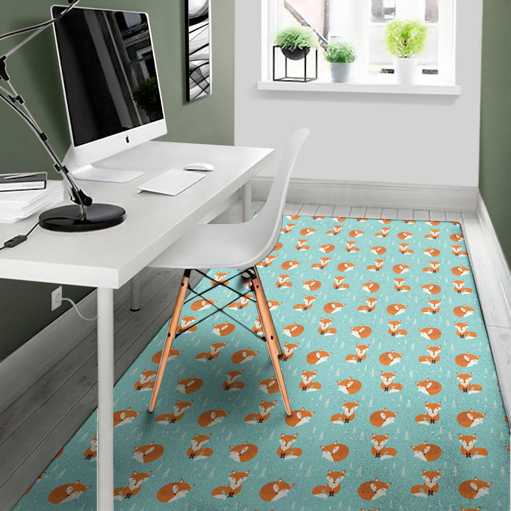 Winter Fox Pattern Print Area Rug
