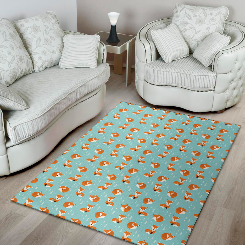 Winter Fox Pattern Print Area Rug