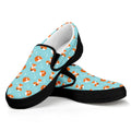 Winter Fox Pattern Print Black Slip On Sneakers