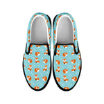 Winter Fox Pattern Print Black Slip On Shoes