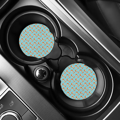 Winter Fox Pattern Print Car Coasters