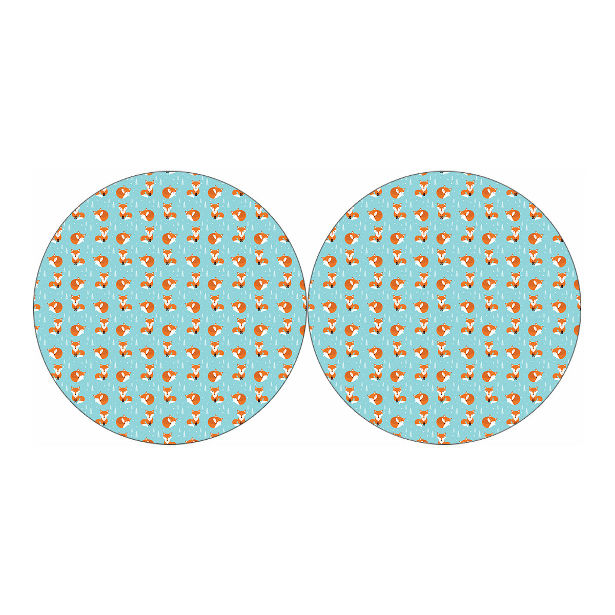 Winter Fox Pattern Print Car Coasters