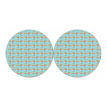 Winter Fox Pattern Print Car Coasters
