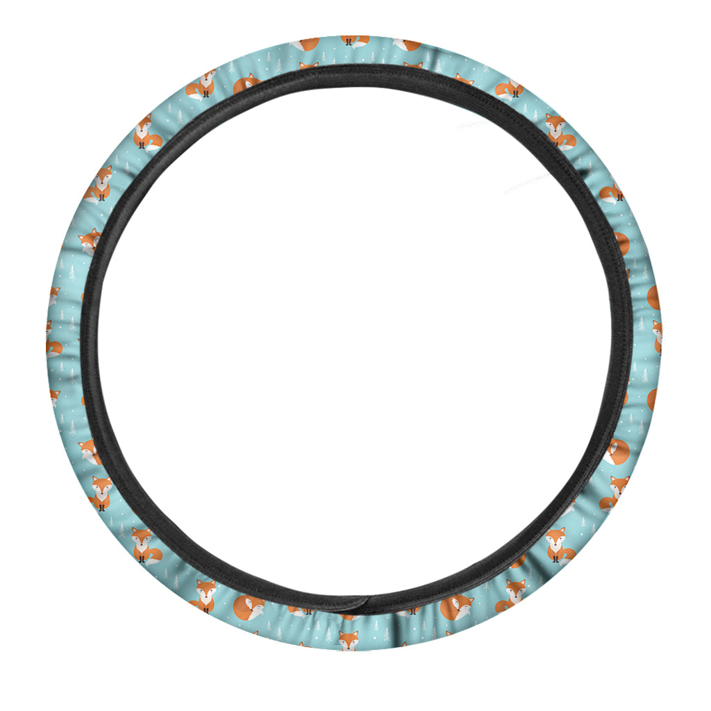 Winter Fox Pattern Print Car Steering Wheel Cover