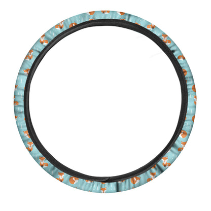 Winter Fox Pattern Print Car Steering Wheel Cover