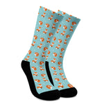 Winter Fox Pattern Print Crew Socks