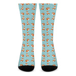 Winter Fox Pattern Print Crew Socks