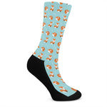 Winter Fox Pattern Print Crew Socks