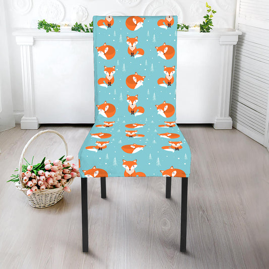 Winter Fox Pattern Print Dining Chair Slipcover