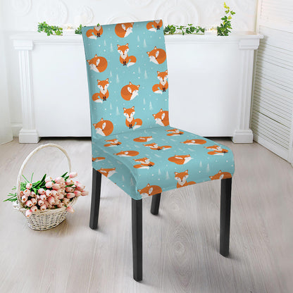 Winter Fox Pattern Print Dining Chair Slipcover