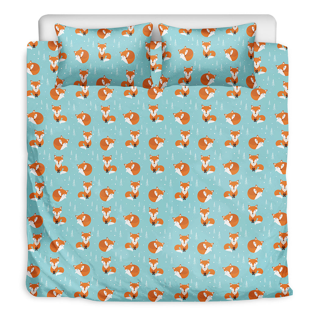 Winter Fox Pattern Print Duvet Cover Bedding Set