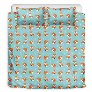 Winter Fox Pattern Print Duvet Cover Bedding Set