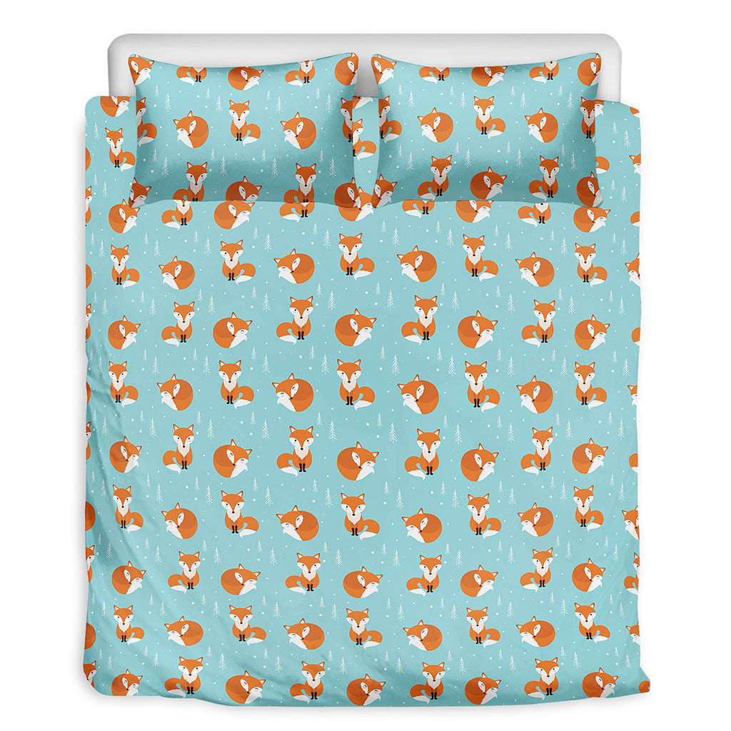 Winter Fox Pattern Print Duvet Cover Bedding Set