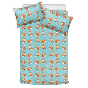 Winter Fox Pattern Print Duvet Cover Bedding Set