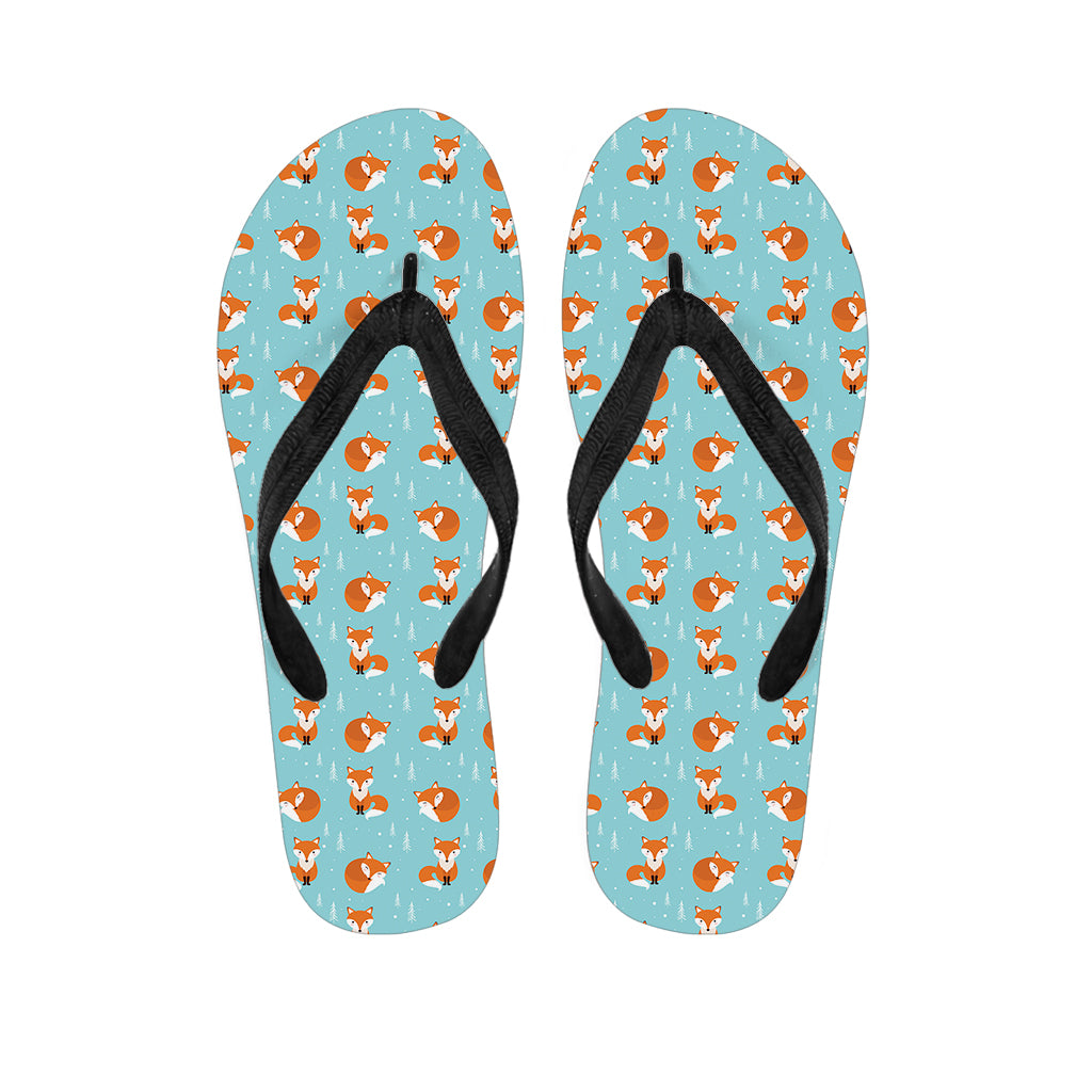 Winter Fox Pattern Print Flip Flops